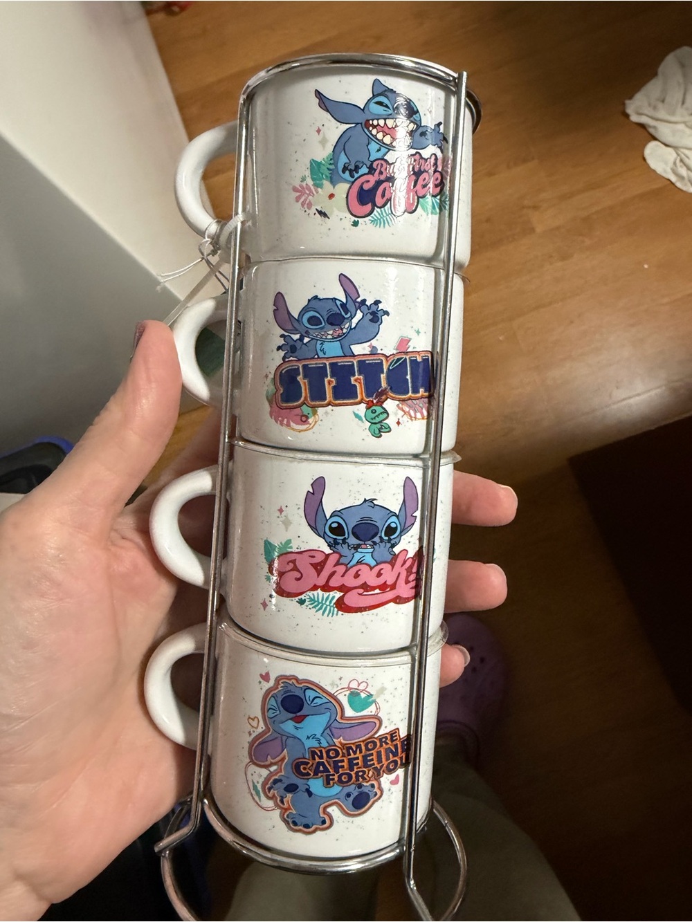 Disney Stitch Stacked Ceramic Mugs - Teal, Purple, White